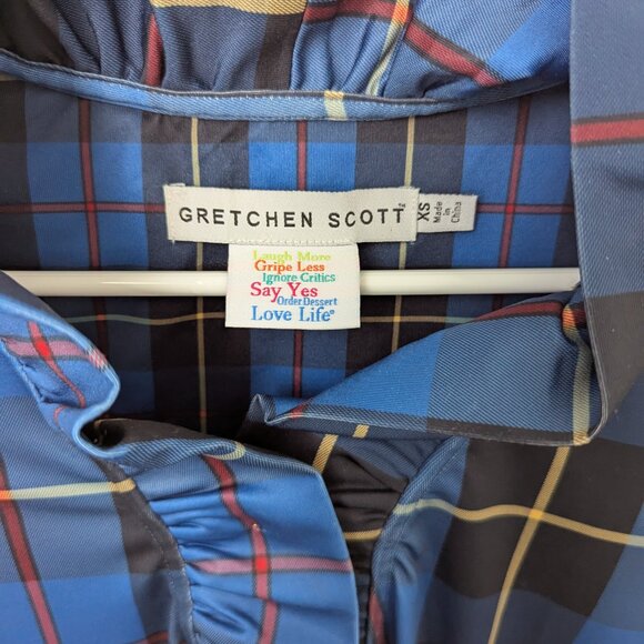 Gretchen Scott Plaid Ruffled Neck Dress, XS - Picture 5 of 5